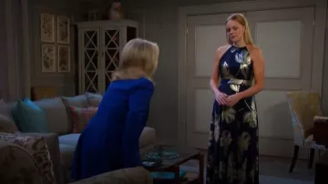 Aqua Floral Print Foil Halter Gown worn by Martha Madison as seen in Days of our Lives on November 13, 2025