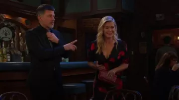 Aqua Rose Print Lace Trim Maxi Dress worn by Alison Sweeney as seen in Days of our Lives on November 13, 2025