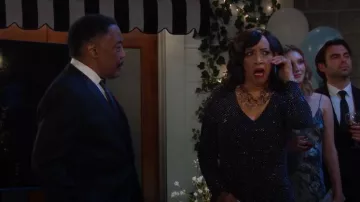 Xscape Rhinestone-Embellished Ruched Gown worn by Jackée Harry as seen in Days of our Lives on November 14, 2025