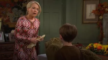 Farm Rio Pineapple Jewelry Midi Dress worn by Melissa Reeves as seen in Days of our Lives on November 28, 2025