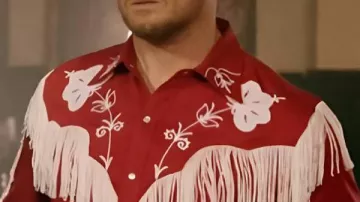 Michael Bublé The Voice S28 Finale Red Fringe Shirt worn by (Michael Bublé) in The Voice