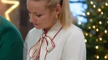 Baked with Love Holiday 2025 Tie-Neck Blouse as seen in Baked With Love: Holiday (S01E01)
