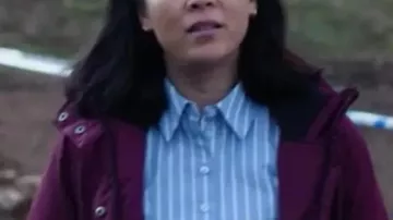 Under Salt Marsh Naomi Yang Maroon Coat of Jess Deng (Naomi Yang) in Under Salt Marsh (S01E01)