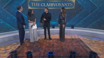 Zhivago Galileo Draped Metallic Jumpsuit worn by Amélie van Tass as seen in Today on December 29, 2025