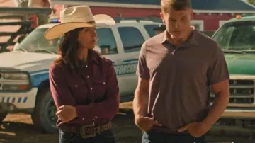 Vallejo Western Wear Ariat Brown Beaded Belt worn by Lou Fleming (Michelle Morgan) as seen in Heartland (S19E10)