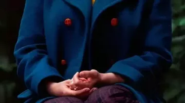 Eternity 2025 Elizabeth Olsen Blue Long Coat