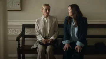 Reiss Eden Matte Silk Tunic Ivory Shirt Blouse worn by Jess (Diane Kruger) as seen in Little Disasters (S01E06)