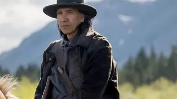 The Abandons S01 Michael Greyeyes Black Coat as seen in The Abandons (S01E01)