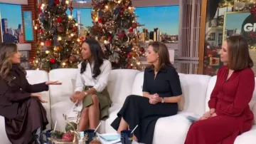 Hobbs Peony Dress worn by Elizabeth Schulze as seen in Good Morning America on  December 30, 2025