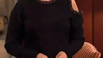 Black Embellished Trim Cutout Shoulder Sweater of Sharon Collins (Sharon Case) in The Young and the Restless (S52)