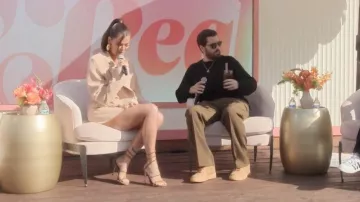 René Caovilla Suede Cleo Sandals 105 worn by Khloé Kardashian as seen in The Kardashians (S07E10)