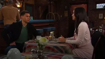 Guess Holland Diamond-Pointelle Sweater Dress worn by Cherie Jimenez as seen in Days of our Lives on December 5, 2025