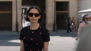 Mior Paris Cherry and Flower Stud Earrings worn by Emily Cooper (Lily Collins) as seen in Emily in Paris (S05E05)