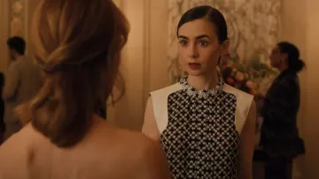 Rouvenat Pampille Gold Earrings worn by Emily Cooper (Lily Collins) as seen in Emily in Paris (S05E05)