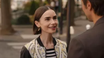 Guzema Orb Transformer Earrings in Yellow Gold worn by Emily Cooper (Lily Collins) as seen in Emily in Paris (S05E05)