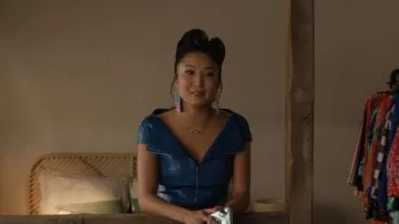 Les Nereides Calla Reeds And Green Stone Statement Necklace worn by Mindy Chen (Ashley Park) as seen in Emily in Paris (S05E05)