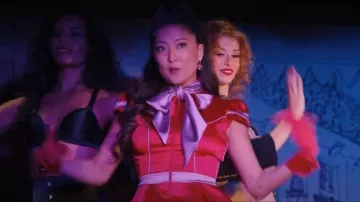 Nadine Aysoy Le Cercle Heart Shaped Pink Sapphire Earrings worn by Mindy Chen (Ashley Park) as seen in Emily in Paris (S05E05)