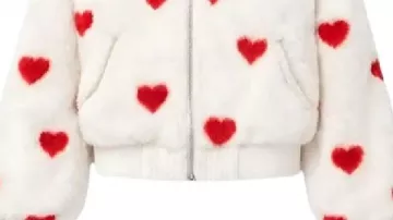 Valentine Day Heart Printed Fur Jacket