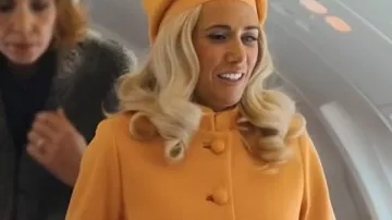 Palm Royale S2 Kristen Wiig Orange Fur Trim Coat