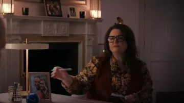 Joanie Blue Clothing Velma Retro Floral Print Dagger Collar Blouse worn by Elena Ravenscroft (Ruth Jones) as seen in Run Away (S01E01)