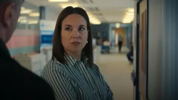 Veronica Beard Maia Shirt worn by Yvonne (Ingrid Oliver) as seen in Run Away (S01E04)