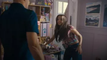 UO Mari Check Ruffle Tie-Front Top worn by Paige Greene (Ellie de Lange) as seen in Run Away (S01E04)