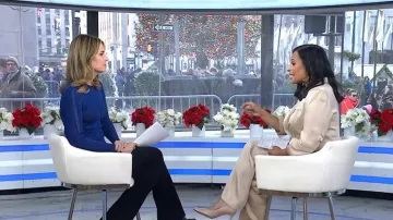 Veronica Beard Robinne Pants worn by Kristen Welker as seen in Today on January 1, 2026