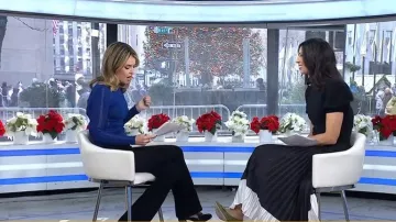 Manolo Blahnik Maysli 70 Buckled Suede Slingback Pumps worn by Natalie Azar as seen in Today on January 1, 2026