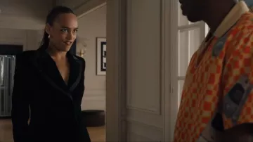 Dolce & Gabbana Black Velvet Trim Blazer worn by Genevieve (Thalia Besson) as seen in Emily in Paris (S05E05)