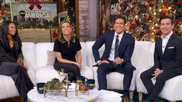 Tuckernuck Knit Embellished Anica Polo worn by Mary Bruce as seen in Good Morning America on December 31, 2025