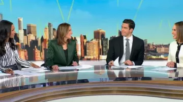 Alice + Olivia Silas Satin Blazer worn by Mary Bruce as seen in Good Morning America on  January 1, 2026