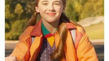 Stranger Things S05 Tinsley Price Orange Jacket (Holly Wheeler) in Stranger Things (S05E08)