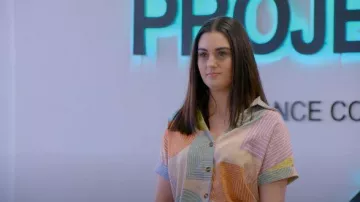 Emery Rose Geometric Print Front Button Short Sleeve Shirt worn by Tammi Brudner as seen in Dance Moms: A New Era (S02E02)