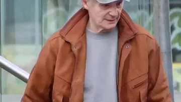 4 Kids Walk Into a Bank 2026 Liam Neeson Brown Jacket as seen in 4 Kids Walk Into a Bank