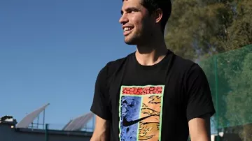 Carlos Alcaraz 2026 Australian Open Black Graphic Shirt in Carlos Alcaraz's Journey | Australian Open 2025