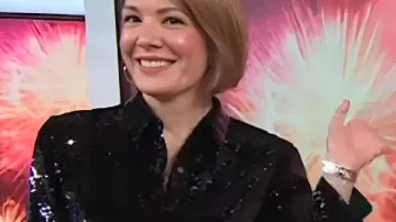 Today Show Michelle Collins Black Sequin Shirt in Today