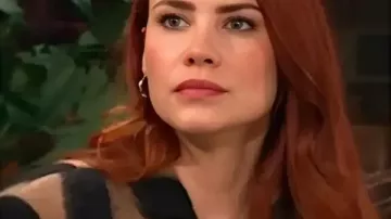 TYATR 2025 Courtney Hope Brown/Black Striped Coat as seen in The Young and the Restless