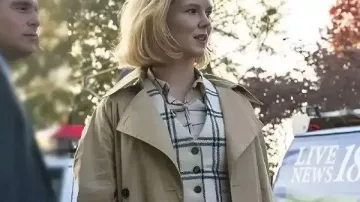 Scarpetta 2026 Rosy McEwen Trench Coat worn by Past Kay Scarpetta (Rosy McEwen) as seen in Scarpetta