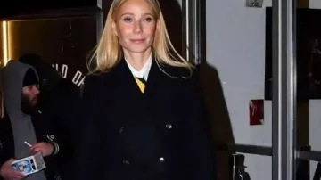 Gwyneth Paltrow Marty Supreme Premiere Black Wool Coat worn by (Gwyneth Paltrow) as seen in Marty Supreme