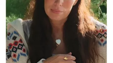 Fixer Upper Mountain House S01 Joanna Gaine Knit Fairisle Cardigan worn by self (Joanna Gaines) in Fixer Upper: Colorado Mountain House (S01)