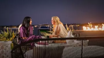 Versace Satin Twill Pants worn by Ro-mina Ustayev as seen in Members Only: Palm Beach (S01E01)