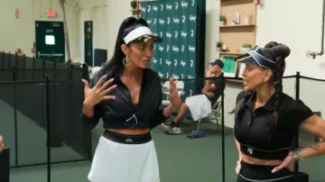 Alexander Wang Cheerleading Polo Top worn by Maria Cozamanis as seen in Members Only: Palm Beach (S01E01)