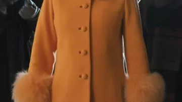 Palm Royale S2 Kristen Wiig Orange Fur Trim Coat