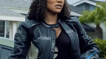 The Rip Teyana Taylor Leather Motorcycle Jacket worn by (Teyana Taylor) in The Rip