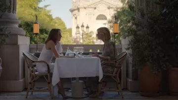 Gianvito Rossi Tan Leather Ankle Strap Sandals worn by Sylvie Grateau (Philippine Leroy-Beaulieu) as seen in Emily in Paris (S05E07)