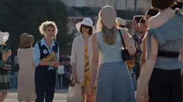 Guess Yellow Short Sleeve Valentina Jumpsuit worn by Yvette as seen in Emily in Paris (S05E07)