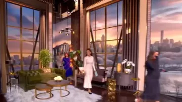 Valentino VLogo 105 Embellished Leather-trimmed Velvet platform Pumps worn by Sunny Hostin as seen in The View on January 5, 2026