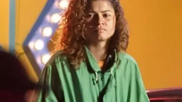 Euphoria S03 Zendaya Green Cotton Jacket worn by Rue Bennett (Zendaya) as seen in Euphoria