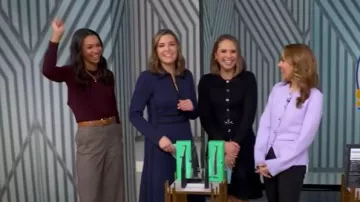 Ted Baker Della Fitted Cardigan worn by Lori Bergamotto as seen in Good Morning America on  January 2, 2026
