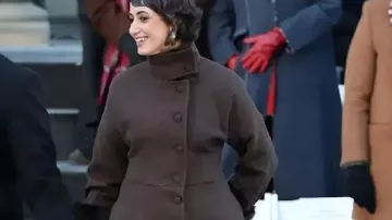 First Lady NYC Ceremonial Inauguration 2026 Coat in Mayor Zohran Mamdani and his wife, First Lady Rama Duwaji, arrive at his inauguration ceremony.